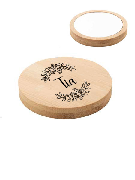 Personalizirano ogledalo cvijeće. Ogledalo od bambusa